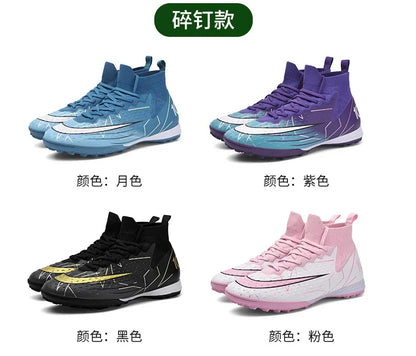 Mens Soccer Cleats High Ankle Football Shoes Long Spikes Outdoor Soccer