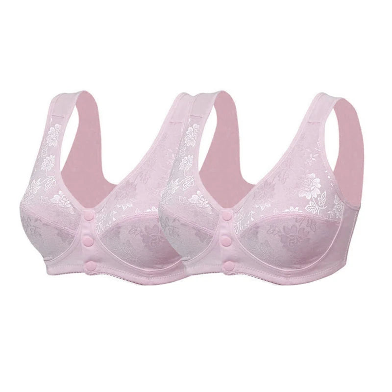 Bra Large Size Brassiere Mother's Cotton Wireless Bras Anti-sagging Gathered