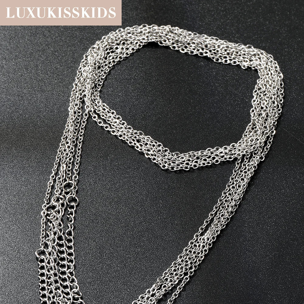 LUXUKISSKIDS Stainless Steel Chains Necklace Woman 10pcs/lot Bulk Wholesale DIY Rolo 2mm Chain No Fade Choker For Jewelry Making