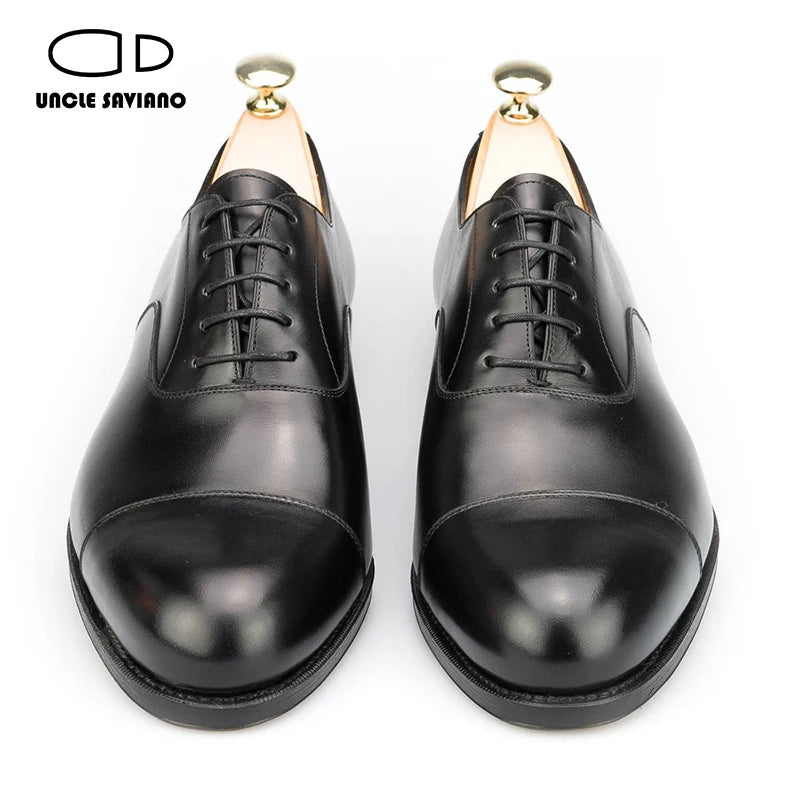 Uncle Saviano Oxford Dress Shoes for Men Business Fashion Handmade Wedding Formal Genuine Leather Designer Men Shoes Original