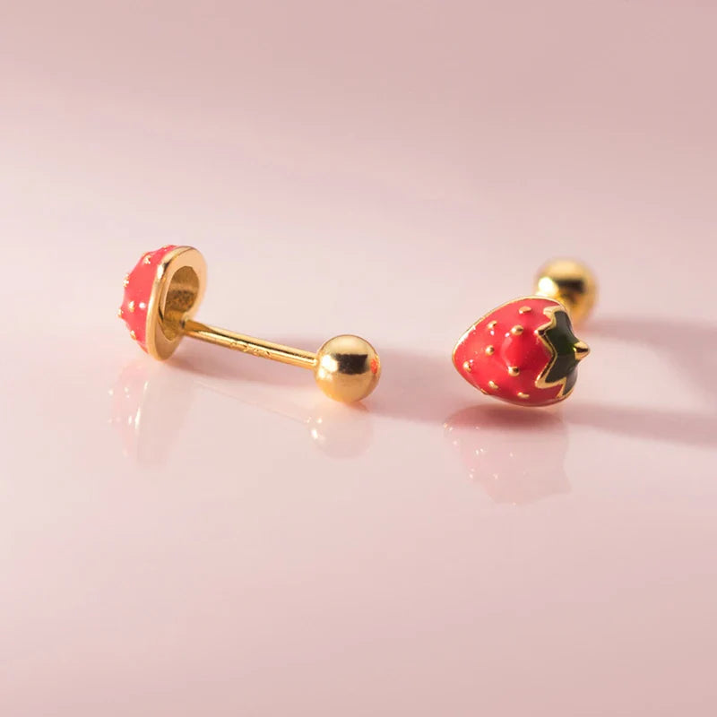 INZATT Real 925 Sterling Silver Mushroom Piercing Screw Ball Stud Earrings for Women Minimalist Fine Jewelry Plant Accessories