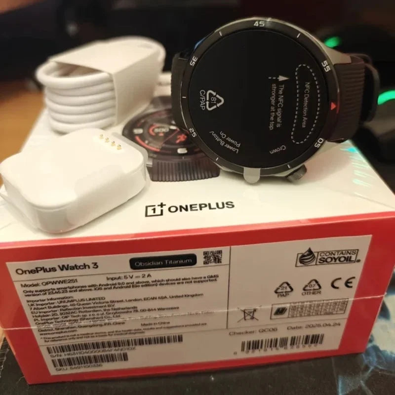100% New OnePlus Watch 3 Global Version Smart Watch  32GB 1.5'' AMOLED Snapdragon W5 Wear OS by Google GPS NFC IP68 5ATM