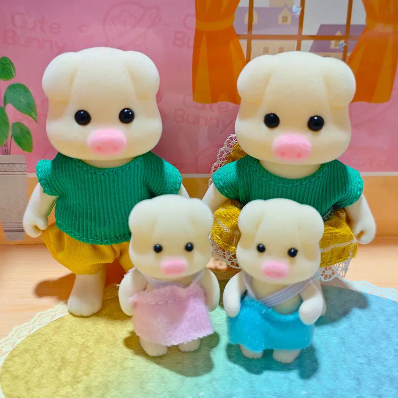 Forest Family Reindeer Rabbit Panda Animal Simulation Dollhouse Furniture Toy Set House Accessories Christmas Gifts for Kids