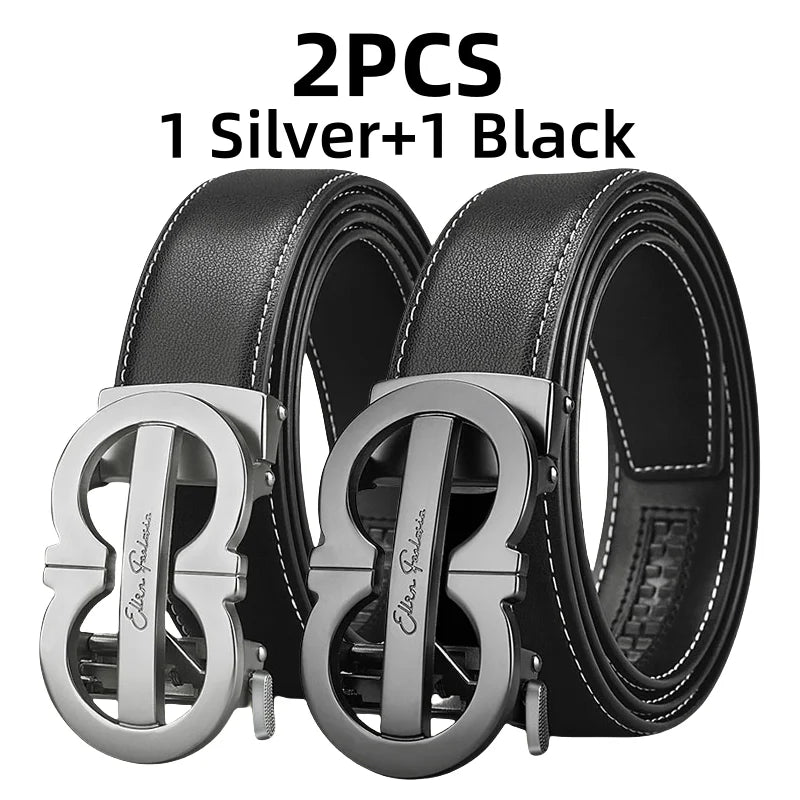 OYIFAN Fashion Men's Belt Automatic Belt Cowhide Genuine Leather Automatic Buckle,Designer Belts,Business Casual Belts for Men