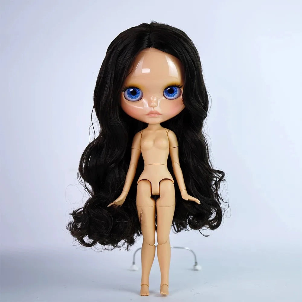 ICY DBS Blyth Doll Tan Skin Matte Face Glossy Face Pouting Lips 30CM BJD 19 Joints Body Doll DIY Make Up Costume Doll Gift Toy