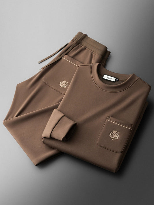 JSBD Autumn Light Luxury Italian Old Money Style Two-piece comfortable air-layer cotton men's sweatshirt casual sportswear set