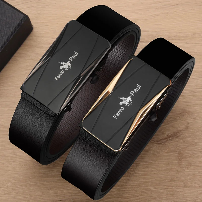 Fashionable men's High-Quality leather Belt with Automatic Buckle, Suitable for Young and Middle-Aged Gentlemen
