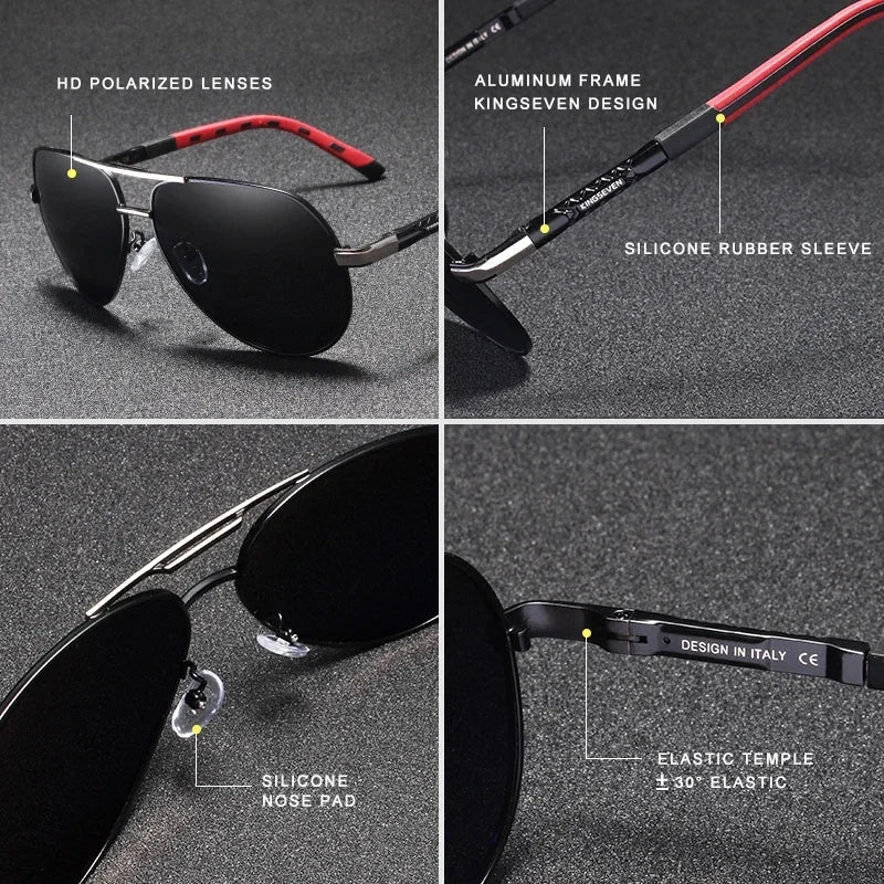 KINGSEVEN Fashion Men Sunglasses Luxury UV400 Polarized Glasses Women Pilot Outdoor Causal Male Female Fishing Driving Eyewear