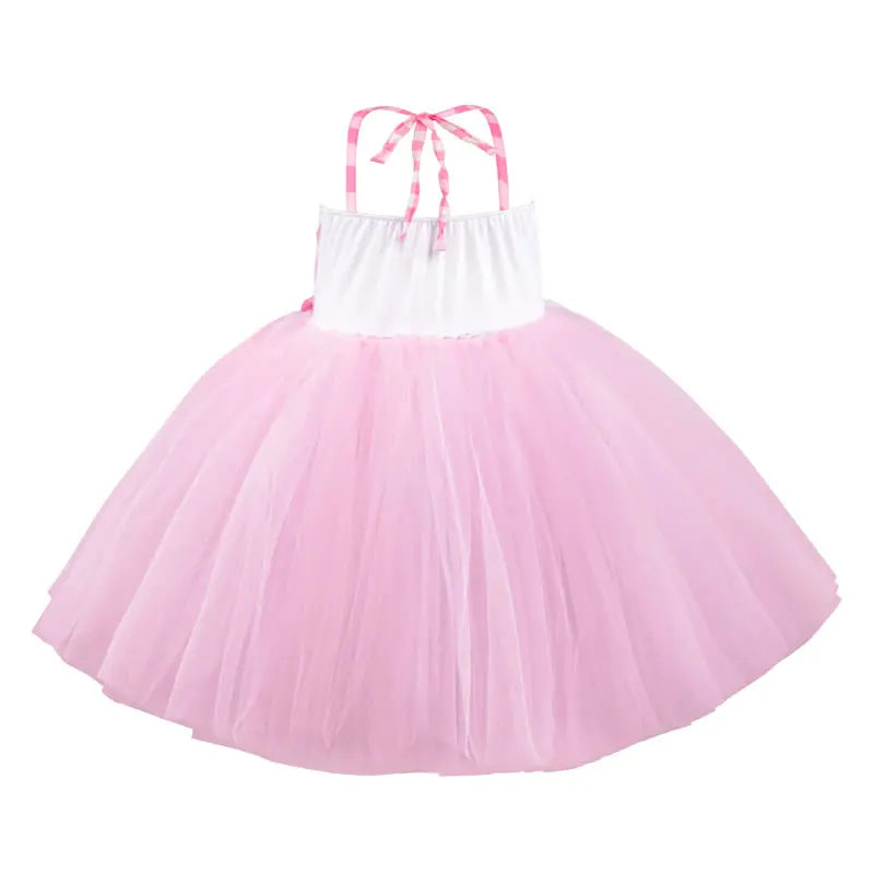Halloween Barbie Dress For Baby Girl Cosplay Clothes Kid Sling Plaid Lace Party Frock