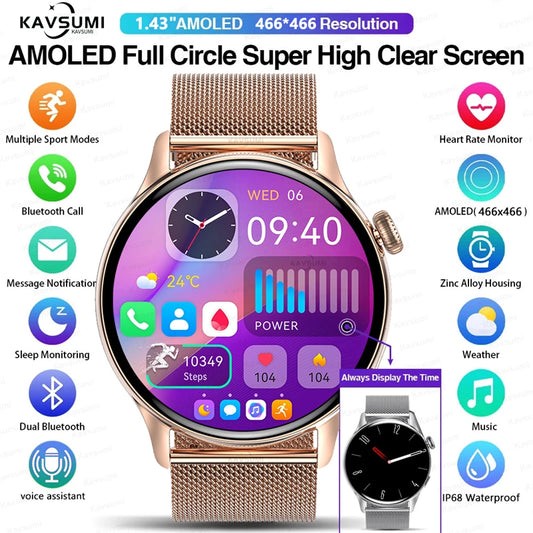 Smartwatch for Women AMOLED Screen Always Display Time NFC IP68 Waterproof Sports Call Women Smart Watch For Women Custom dial