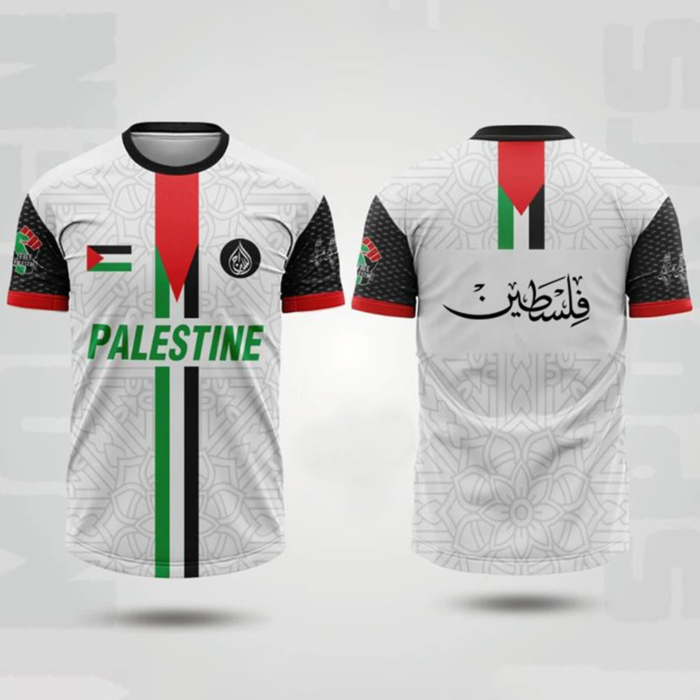 Palestine Football Jersey T Shirts Summer Fashion Short Sleeve Palestinian Flag 3D Print Tshirt Casual O Neck Loose Men Tee Tops
