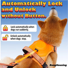 Dog Harness and Retractable Leash Set All-in-One. Automatic Anti-Burst Impact