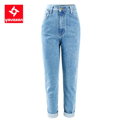 1886 Youaxon Cotton Vintage High Waist Mom Baggy Jeans Women`s Blue Denim Pants Boyfriend Jean Femme Jeans For Girls