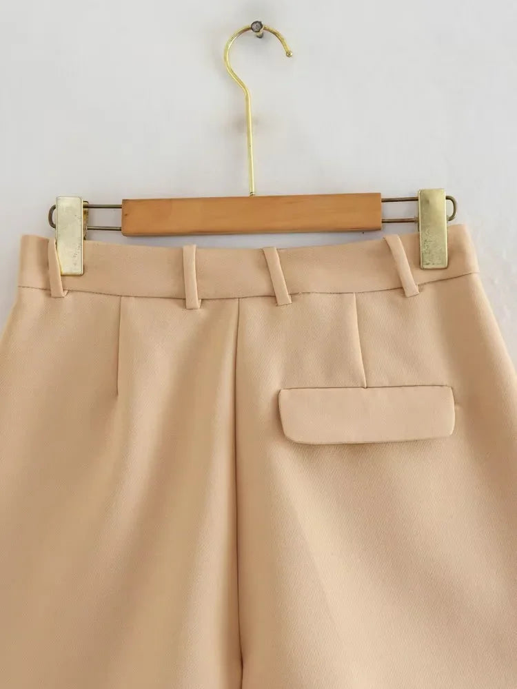 HXAO Female Shorts Black Pink Shorts Woman Summer 2024 Pleated Baggy White Shorts For Women Casual High Waist Short Pants