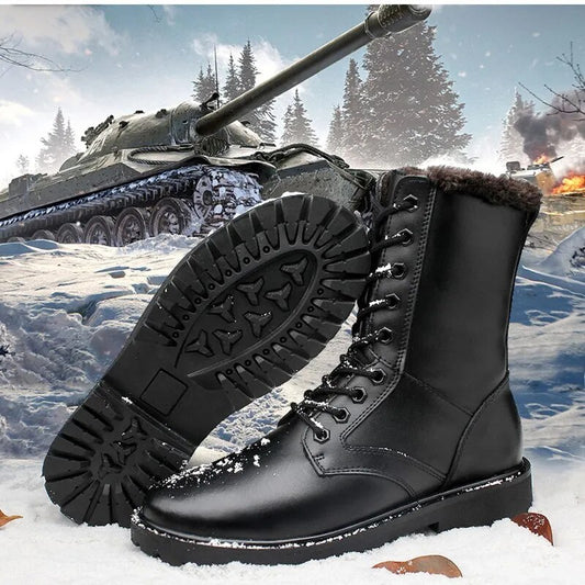 Men Boots Fashion Winter Shoes Genuine Leather Warm Snow Shoes for Man