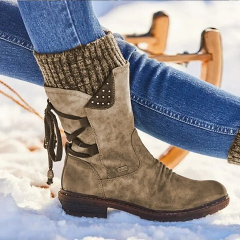Women Winter Mid-Calf Boots  Winter Shoes Ladies Fashion Snow Boots