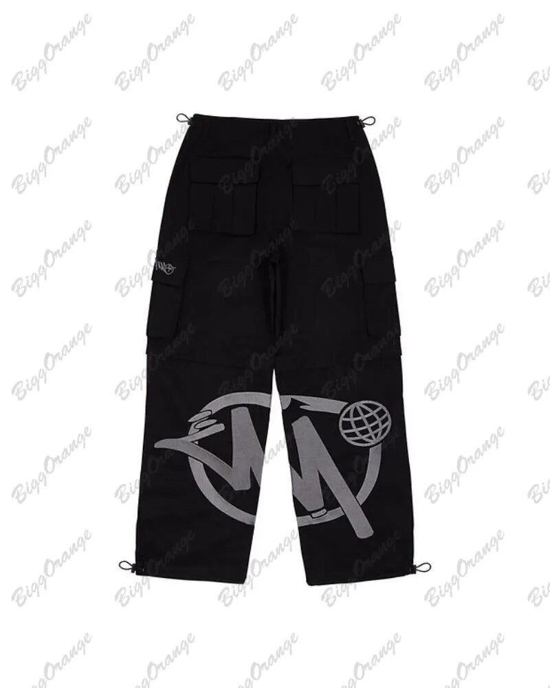 Y2K Pants Men Hip Hop Minus Two Cargo Y2k Black Overalls Harajuku