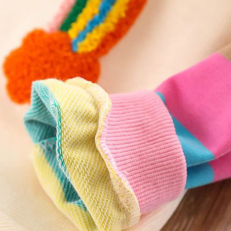 Girls Dress Autumn Long Sleeve Rainbow Striped Princess Dresses for Girl