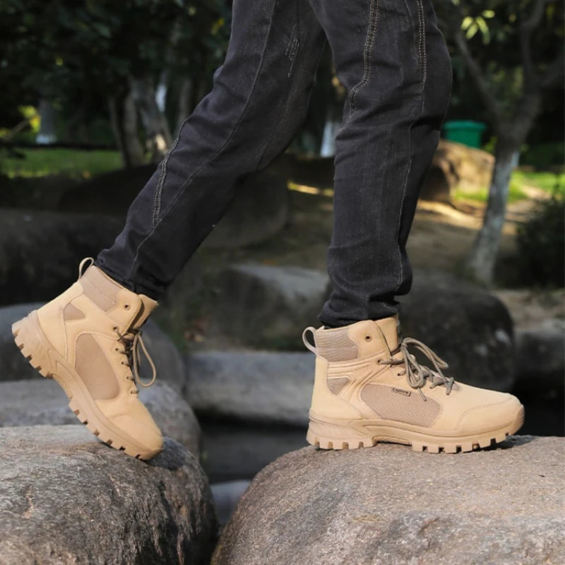 New Men's Boots Fashion Outdoor Boots Breathable Hiking Boots Summer Shoes Sneakers Lightweight Non-slip Men Desert Ankle Boots