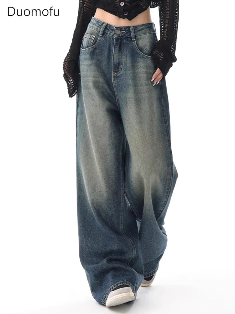 Autumn Vintage Chicly Slim Button Female High Waisted Jeans