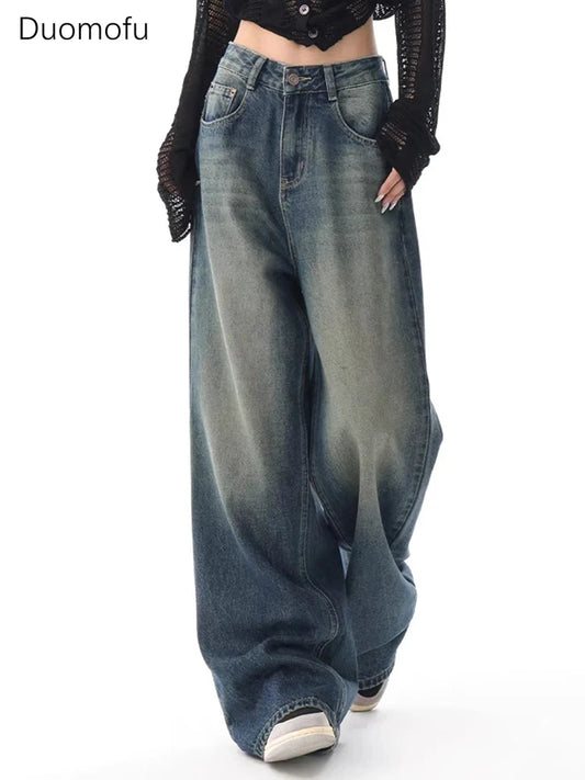 Autumn Vintage Chicly Slim Button Female High Waisted Jeans