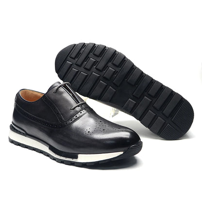 Luxury Brand Design Men's Oxford Sneaker Formal Calf Genuine Leather Laces Two-eyelet Anti-slip Rubber Sole Casual Shoes for Men