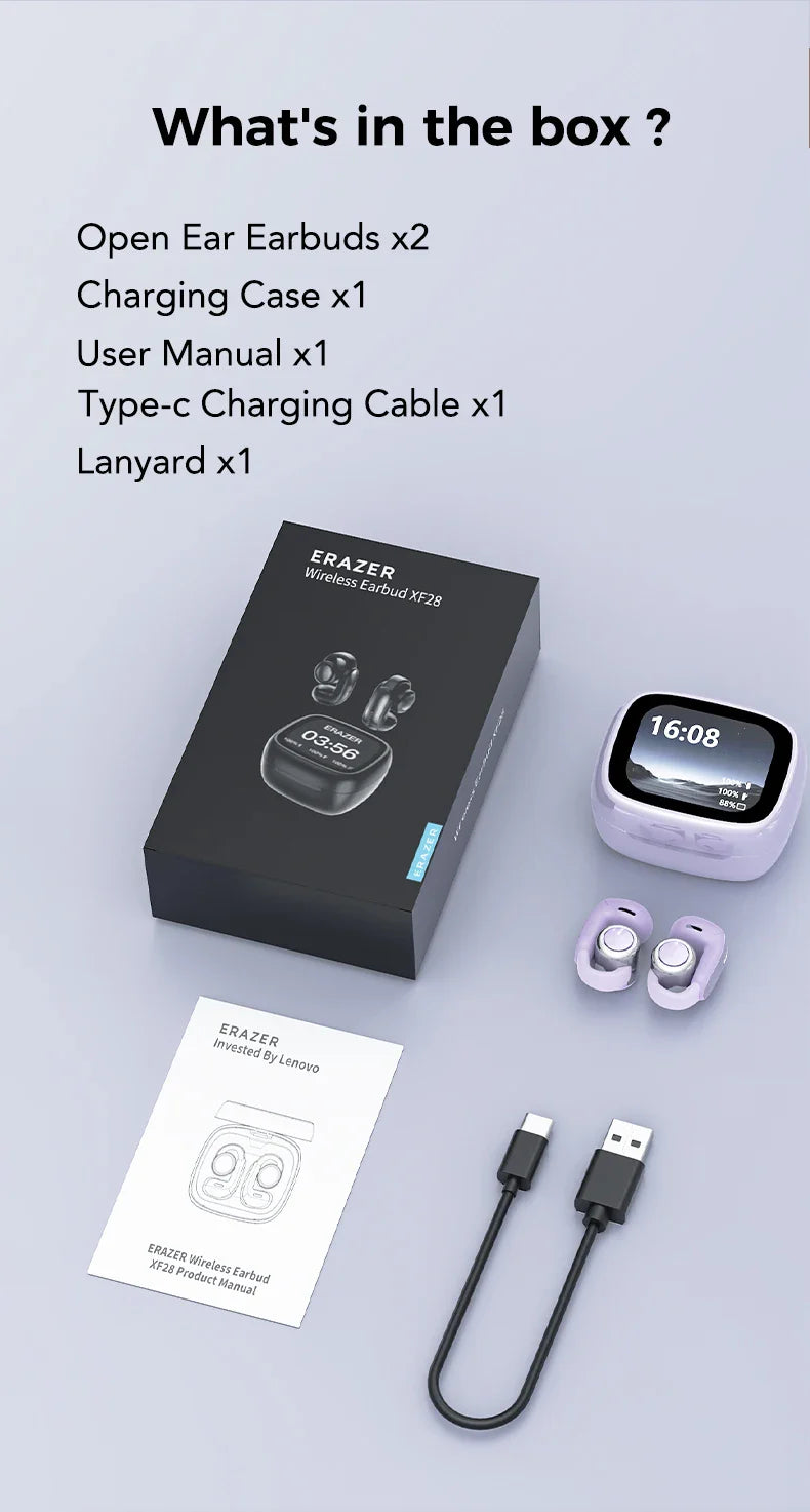 Translator ERAZER XF28 Bluetooth V6.0 Open-ear True Wireless EarbudsTranslation Earphones Office Travel,ASMR Headset APP