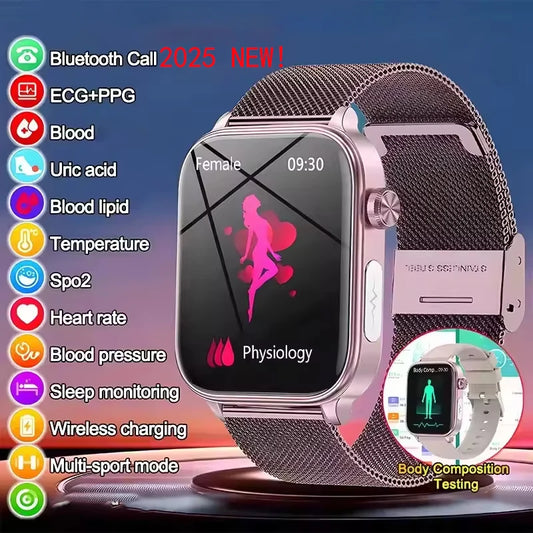 2026 New ECG+PPG Smart Watch Women Heart Rate Blood Lipid Uric Acid Women Menstrual Health Tracker Smartwatches For Android iOS