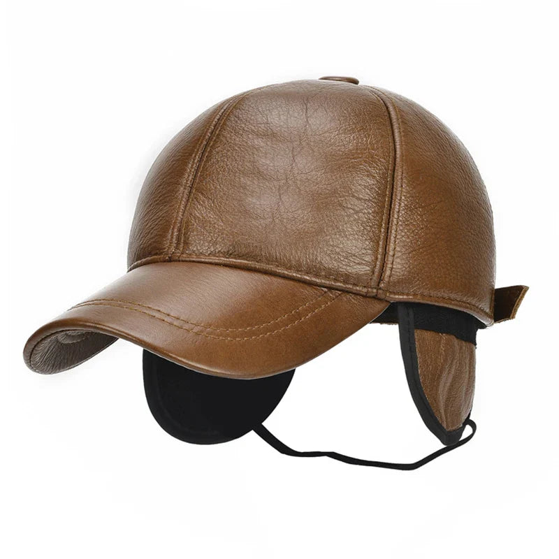 2026 Adjustable Men's Genuine Cowhide Leather Baseball Cap for Fall Winter Outdoor Sports Hat Men Real Cowhide Leather Caps
