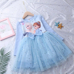 Fall Dresses for Girls Vestidos Frozen Elsa Dresses Birthday Party Long Sleeve Princess