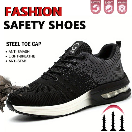 Indestructible Safety Shoes For Men Steel Toe Anti-Puncture Men's Work Shoes  Lightweight Slip Resistant Air Cushion Sneaker  ﻿