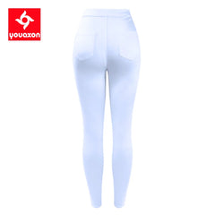 Summer Women`s High Waist White Basic Fashion Stretch Skinny Denim Pants Trousers