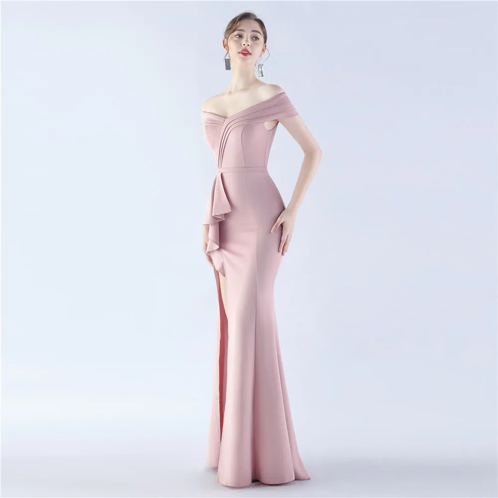 Homecoming Dresses: Women's Off Shoulder Evening Dress Long Soft Satin Formal