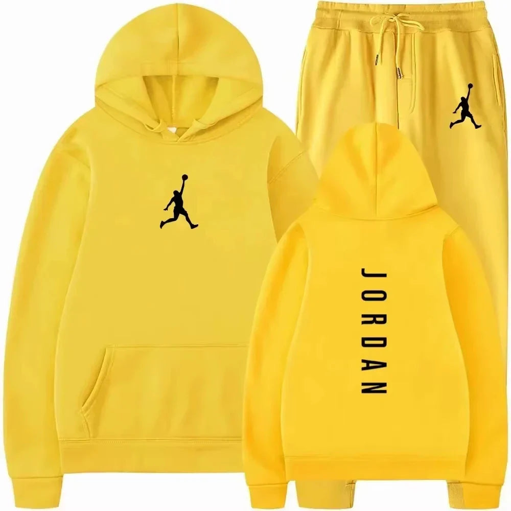 2026 Spring/Summer New Collection Outdoor Fitness Basketball Casual Sportswear Set, Stylish Men's Hooded Sweatshirt + Jogging Pa