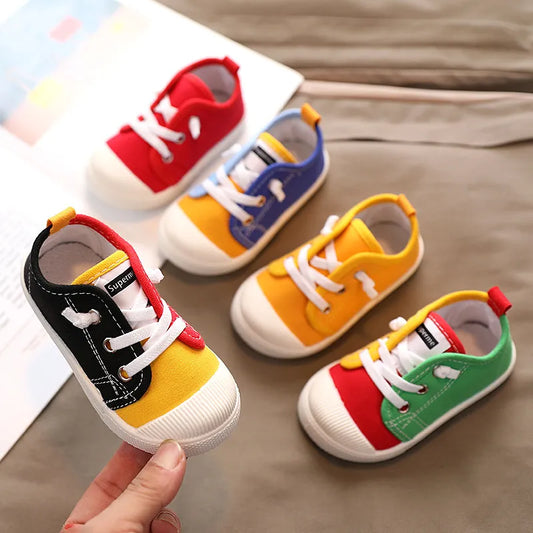 Boys Canvas Shoes Sneakers Girls Tennis Shoes Lace-up Children Footwear