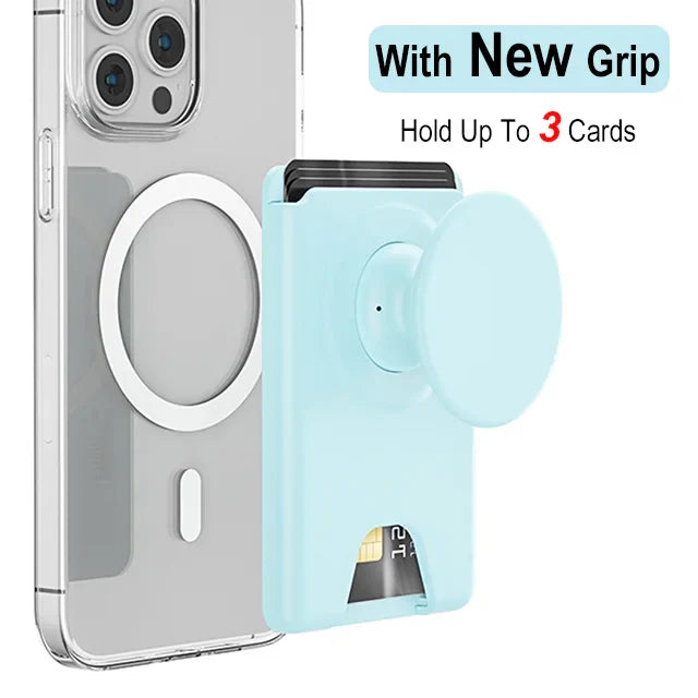 Grippopso Universal Magnetic Wallet With Expanding Phone Grip,Phone Card Holder Solid SocketWallet For IPhone Samsung Wallets