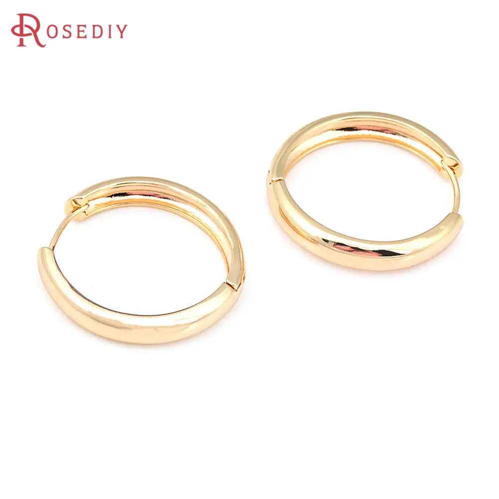 6PCS 14MM 16MM 18MM 23MM 25MM 30MM 18K Gold Color Brass Round Circle Loop Earrings Hoops Jewelry Making Supplies Accessories