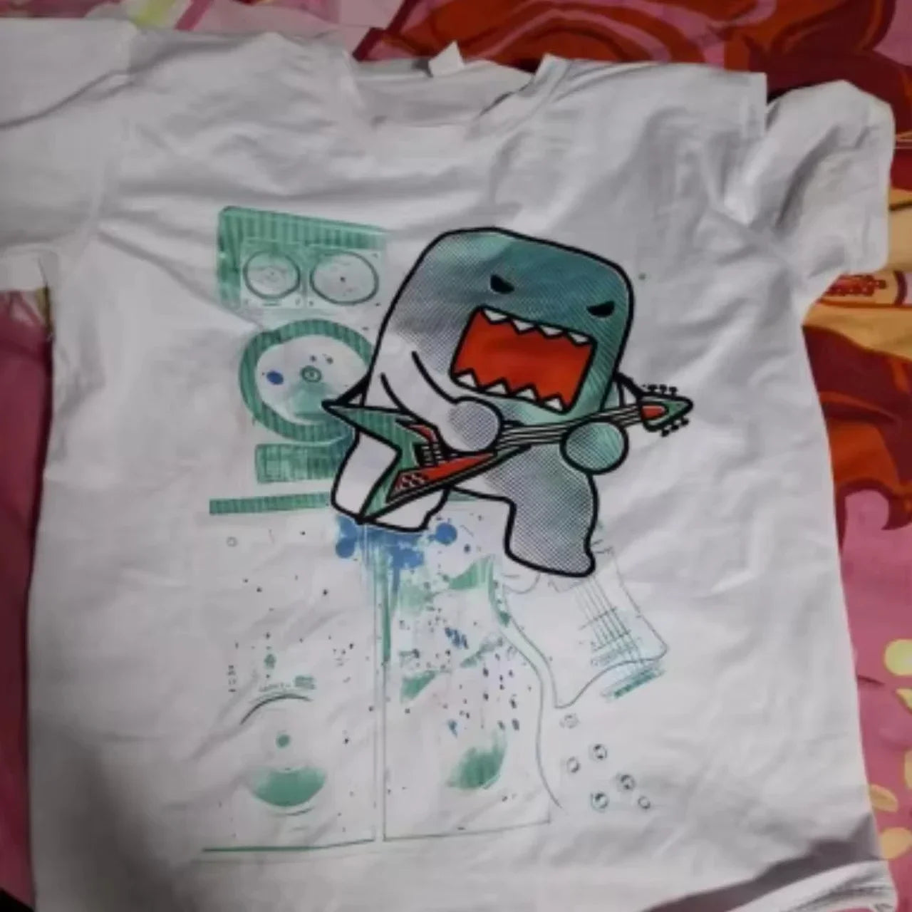 2025 Summer Rhinestone Funny Pattern Daily T-Shirts Men and Women Simple Color Block Versatile Gothic Short-Sleeves Loose Tees