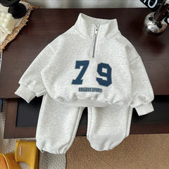 Baby Boy Sets Children's Clothes Suit Autumn Long-Sleeved Sweater Sweatpants 2Pcs New Kids Collar Half-Zip Fashion Outfits
