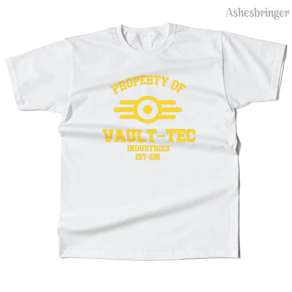Mens Cotton Property of Vault Tec Graphic T Shirt Street Casual Style Tee for Men and Women