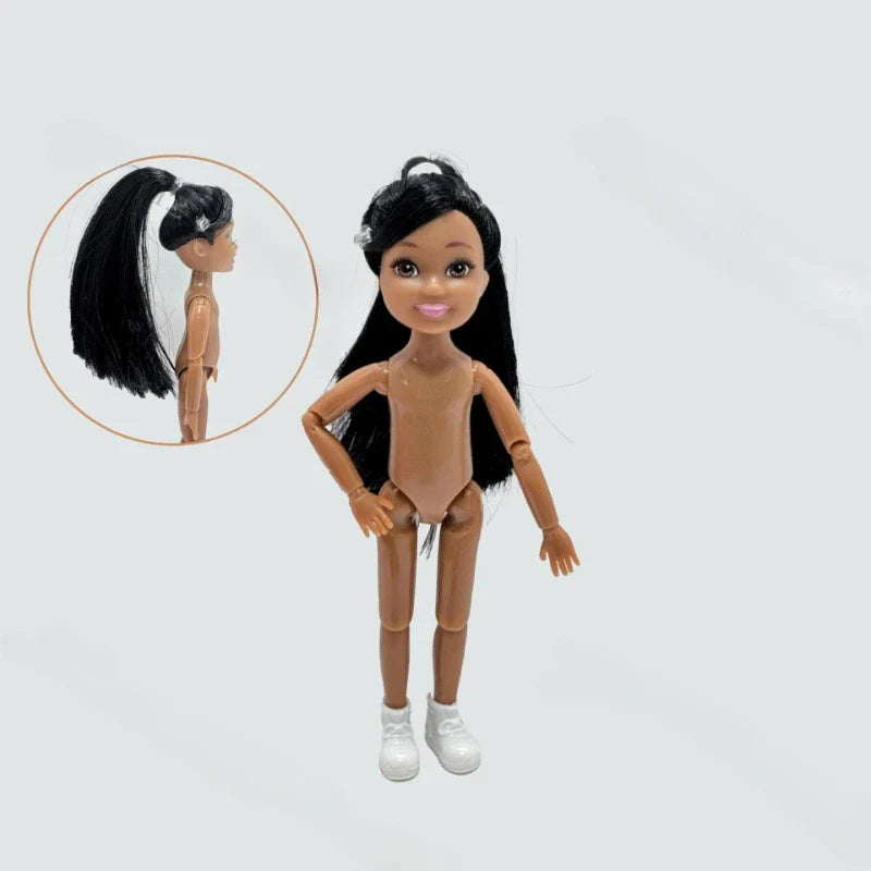 5-inch Little Doll Tan Skin 14.5cm Height Girl Dress Up Toy for Children Girls