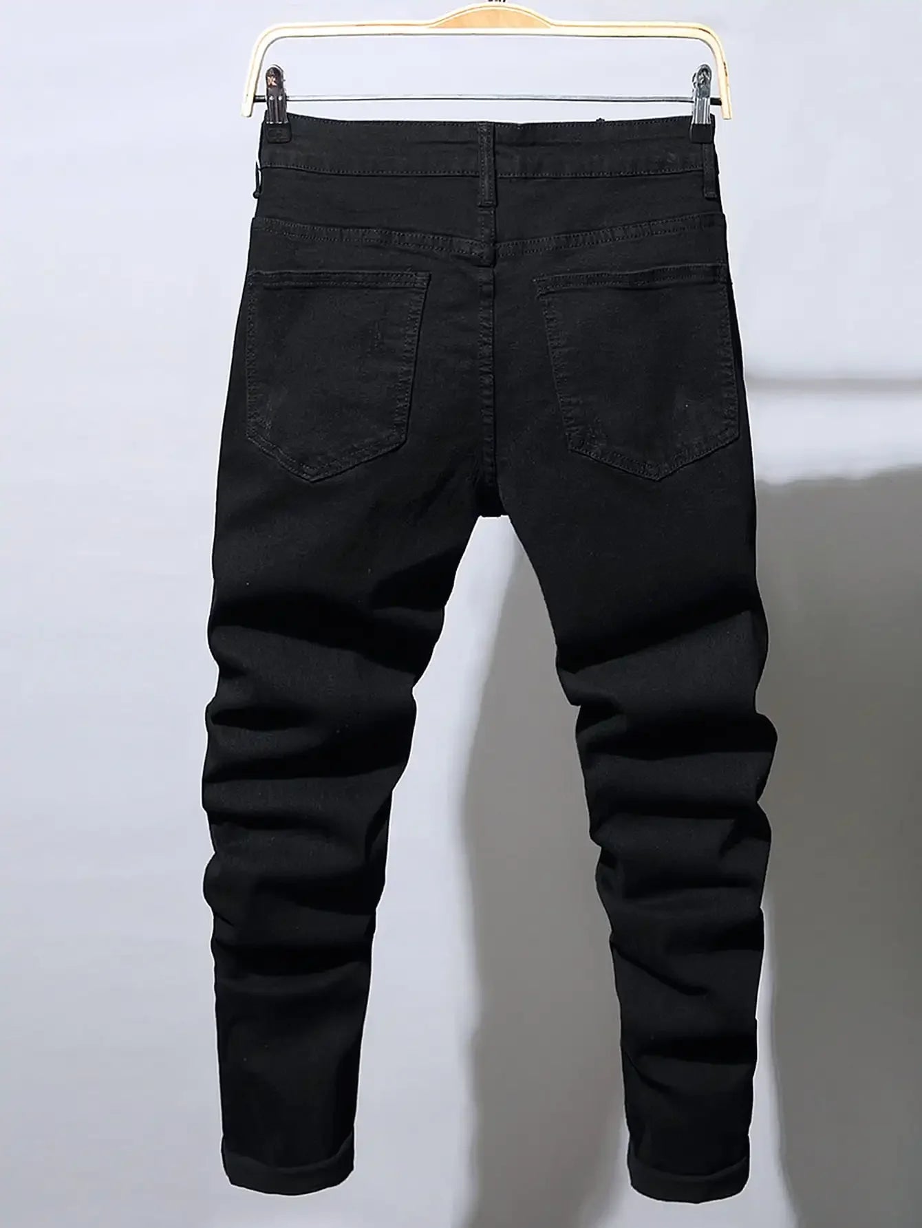 Men Slim Biker Ripped Long Denim Trousers Skinny Jeans pocket Young Man Jogging