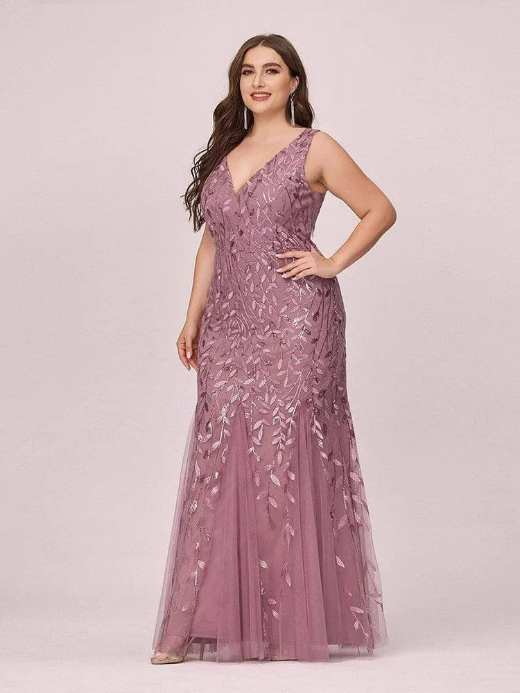 Women Plus Size Long Dresses 2023 Summer V-Neck Formal Luxury Mesh Sequin Chic Elegant Evening Party Wedding Cocktail Clothing