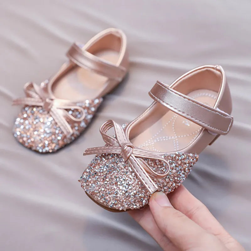 Children Crystal Princess Leather Shoes Kids Toddler Baby School Mary Janes