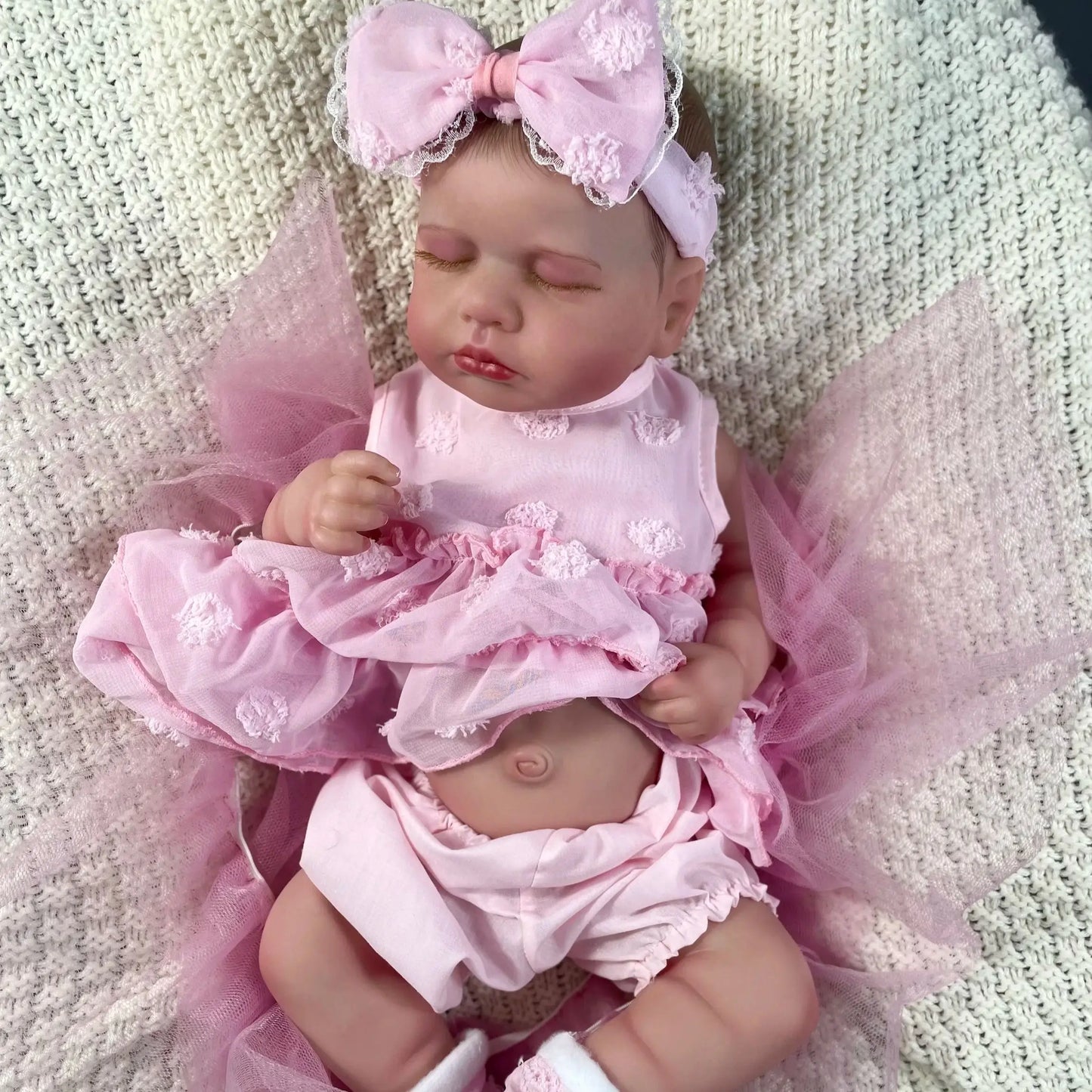 MRB 20 Inch Full Body Vinyl Reborn LouLou Girl Washable Reborn Baby Doll Adorable Reborn Toys Birthday Christmas Gift