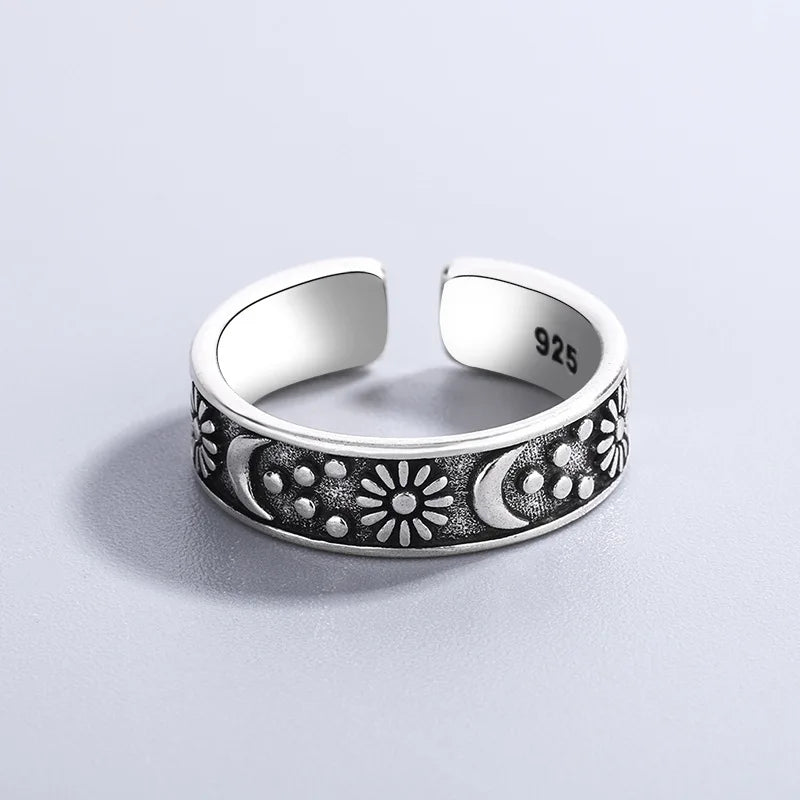 925 Sterling Silver Sun Moon Rings For Women Engagement Luxury Jewelry Vintage