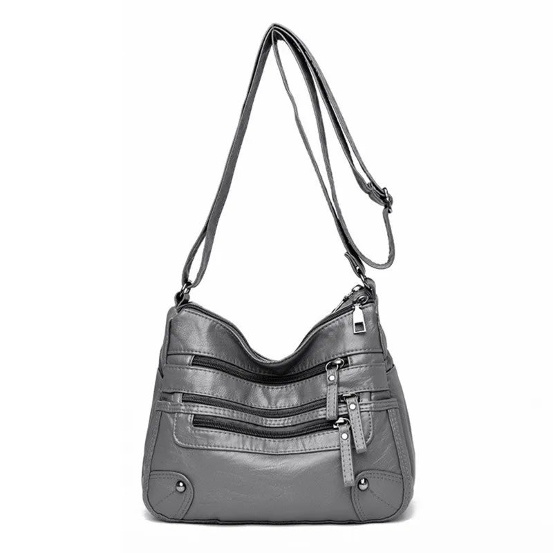 Women's Soft Leather Shoulder Bags Multi-Layer Classic Crossbody Bag
