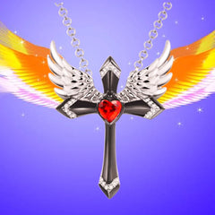 Classic Income Fashion Angel Wings Pendant Necklace Ladies Cross Guardian Jewelry