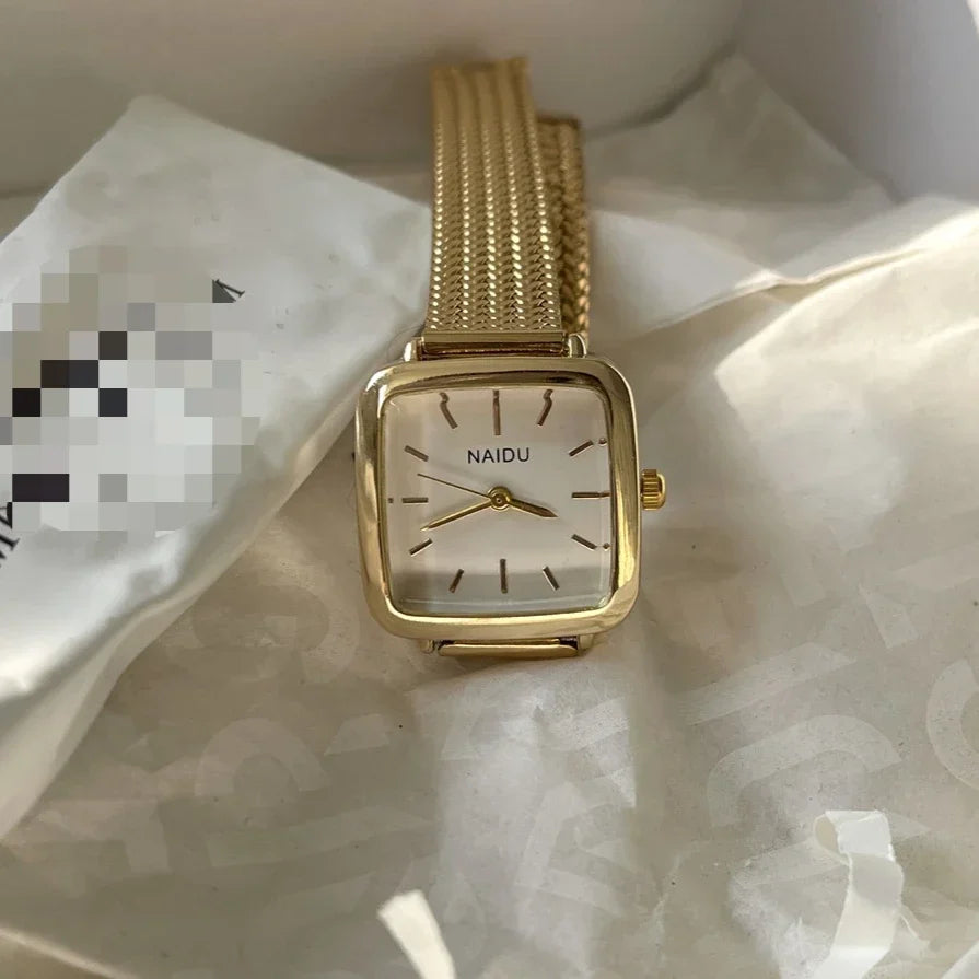 Brand Simple Quartz Watch for Women Retro Luxury Gift Ladies Watches Small Dial Adjustable Stainless Steel Strap Wristwatches