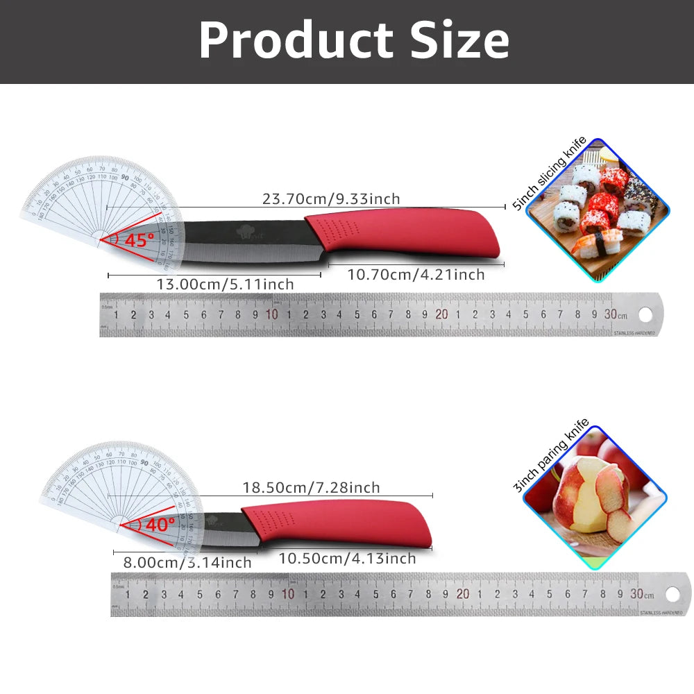 Kitchen Ceramic Knives 3" Paring 5" Slicing Ceramic Knife Black Blade Kitchen Knives